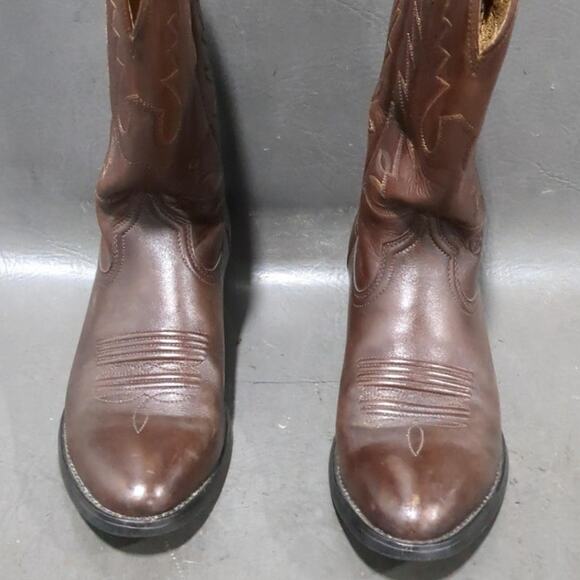 Women's Size 6.5 Ariat Brown Leather Embroidered Western Boots Flawed - Picture 6 of 9